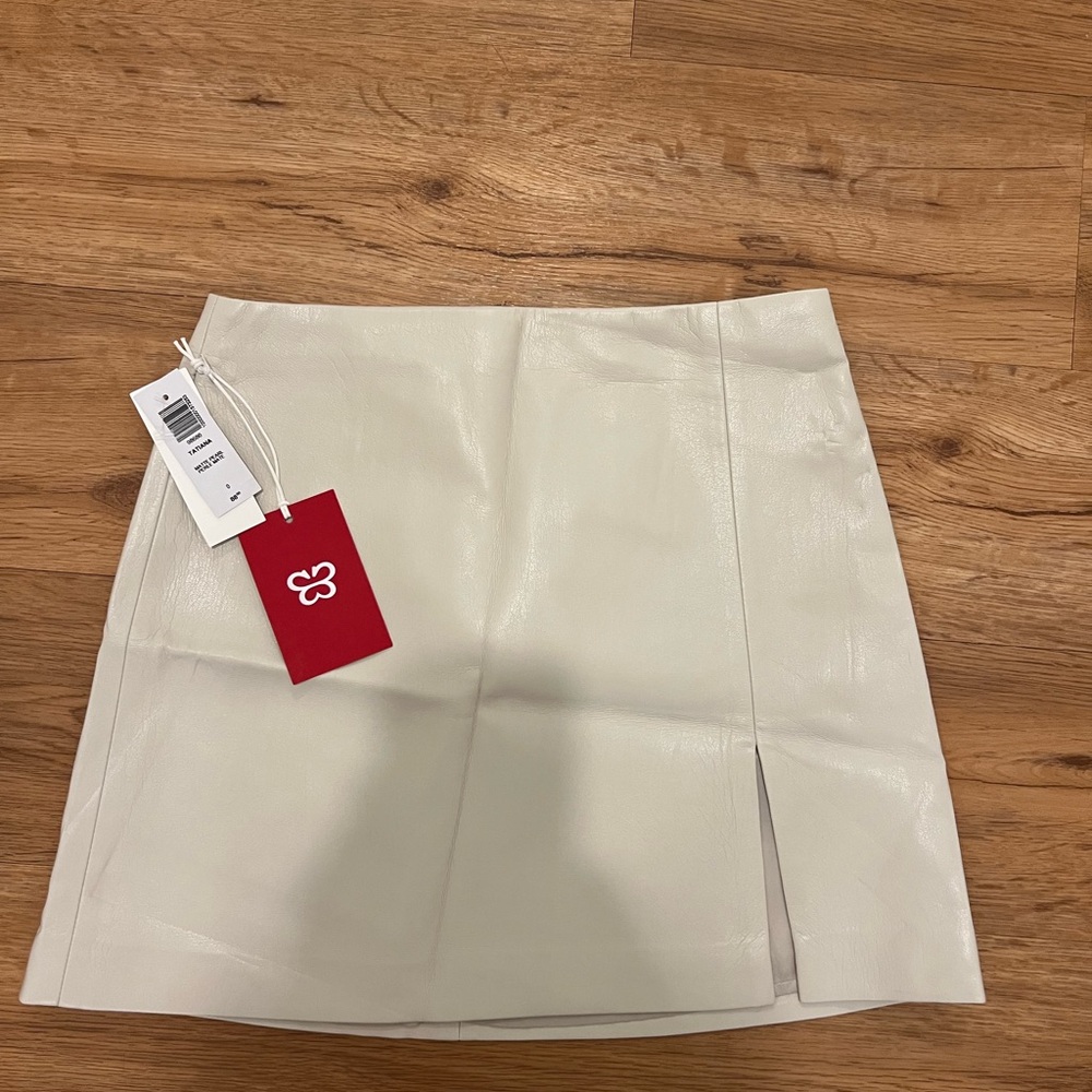 Aritzia Cream Leather Skirt